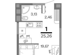 Продается квартира студия, 25.3 м2, Рязанская область