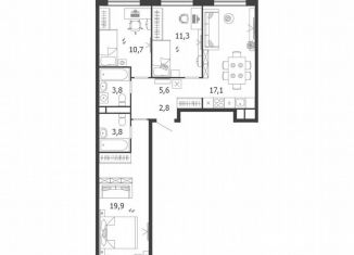 Продается 3-комнатная квартира, 75 м2, Москва, улица Петра Кончаловского, 5, ЮАО