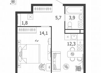 Продажа 1-комнатной квартиры, 37.8 м2, Москва, улица Петра Кончаловского, 5, ЮАО