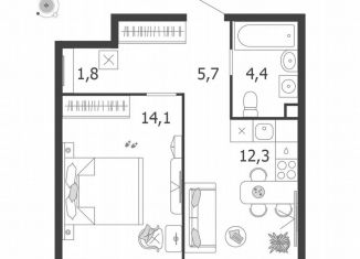 Продам однокомнатную квартиру, 38.3 м2, Москва, метро Нагатинская, улица Петра Кончаловского, 5