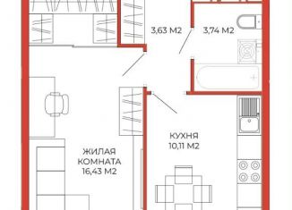 Продам 1-комнатную квартиру, 34.2 м2, Пенза, Побочинская улица, с7