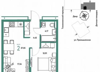 Продам 1-ком. квартиру, 37.1 м2, Тюмень, Центральный округ