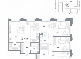 Продается 3-ком. квартира, 104.8 м2, Москва, Озёрная улица, 42с7, ЗАО