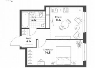 Продам 1-ком. квартиру, 35.2 м2, Москва, улица Петра Кончаловского, 5, ЖК Шагал