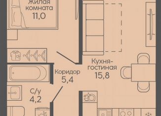 Продам 1-комнатную квартиру, 41.3 м2, Волгоград, Трёхгорная улица, 27, Дзержинский район