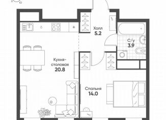 1-ком. квартира на продажу, 43.9 м2, Москва, улица Петра Кончаловского, 5, ЮАО