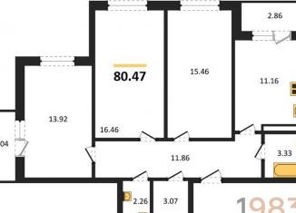 3-комнатная квартира на продажу, 80.5 м2, Воронеж, Коминтерновский район, улица 45-й Стрелковой Дивизии, 259/27