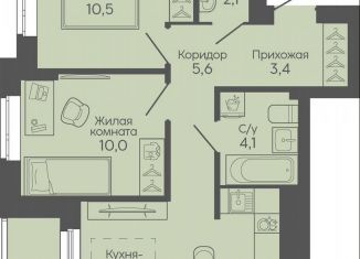 2-ком. квартира на продажу, 52.3 м2, Волгоград, Трёхгорная улица, 27