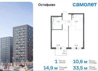 Продам 1-ком. квартиру, 33.5 м2, Москва, Любучанская улица, 2к2