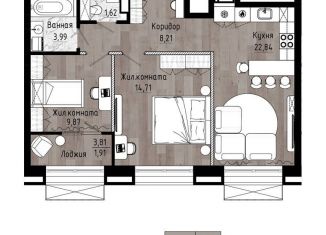 Продается 2-ком. квартира, 65.1 м2, Хабаровск, Волочаевская улица, 156