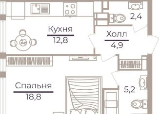 Однокомнатная квартира на продажу, 43.5 м2, Москва, Херсонская улица, 43к5, район Черёмушки