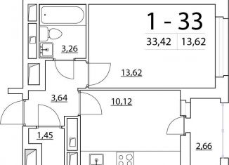 1-ком. квартира на продажу, 33.5 м2, Санкт-Петербург, Планерная улица, 97к1, ЖК Нью Тайм