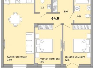 Продажа двухкомнатной квартиры, 64.6 м2, Екатеринбург, Донбасская улица, 21, метро Уралмаш