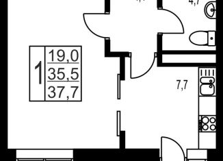 1-комнатная квартира на продажу, 37.7 м2, посёлок Развилка, ЖК Три Квартала, жилой комплекс Три Квартала, к12