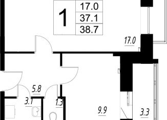 Продам 1-ком. квартиру, 37.1 м2, деревня Сабурово, Рождественская улица, 1, ЖК Митино О2