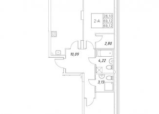 Продам 2-комнатную квартиру, 69.1 м2, Татарстан