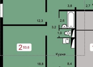 Продается двухкомнатная квартира, 53.6 м2, Красноярск, Апрельская улица, 5Б, ЖК Мичурино