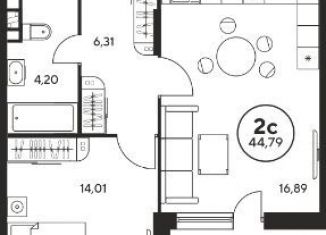 Продажа 2-комнатной квартиры, 45 м2, Ростов-на-Дону, проспект Чехова, 118В, ЖК Соколова, 68