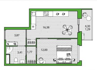 Продаю 1-комнатную квартиру, 38.7 м2, Санкт-Петербург, метро Проспект Просвещения