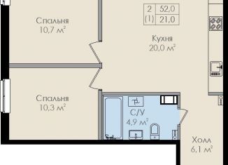 Продам двухкомнатную квартиру, 52 м2, Великий Новгород, Колмовская набережная, 91, ЖК Барселона