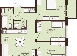 Продается 3-комнатная квартира, 65.2 м2, деревня Новое Девяткино, ЖК Девяткино