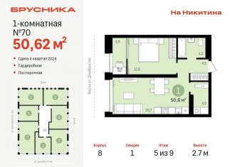 Продажа 1-ком. квартиры, 50.6 м2, Новосибирск, улица Декабристов, 107/9, ЖК Урбан-виллы на Никитина