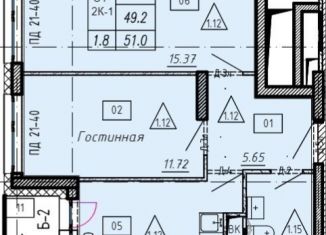 Двухкомнатная квартира на продажу, 51 м2, Люберцы, Хлебозаводской проезд, 6с1, ЖК Карамельный