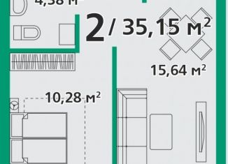 Продаю 2-комнатную квартиру, 35.2 м2, посёлок городского типа Берёзовка