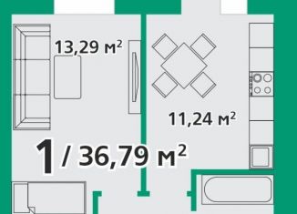 Продается 1-ком. квартира, 36.8 м2, посёлок городского типа Берёзовка