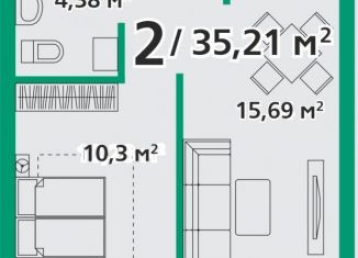 Продажа 2-ком. квартиры, 35.2 м2, посёлок городского типа Берёзовка