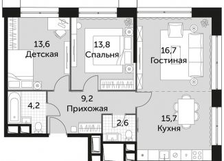 Продаю трехкомнатную квартиру, 75.8 м2, Москва, ЖК Движение Тушино, жилой комплекс Движение Тушино, к1-2