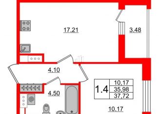 Продаю однокомнатную квартиру, 37.7 м2, Санкт-Петербург, метро Удельная, Манчестерская улица, 3к2