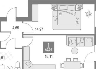 Продам 1-комнатную квартиру, 48 м2, Кировская область, улица Красный Химик, 33к1