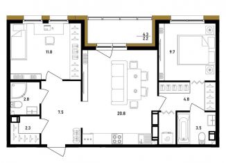 Продается двухкомнатная квартира, 65.3 м2, Санкт-Петербург, ЖК Белый Остров