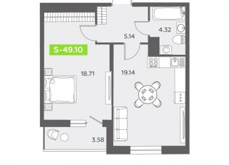 2-комнатная квартира на продажу, 49 м2, Санкт-Петербург, ЖК Аквилон Залив