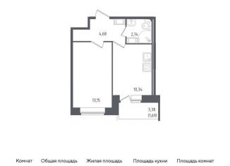 1-комнатная квартира на продажу, 32.6 м2, Санкт-Петербург, жилой комплекс Живи в Рыбацком, к42, метро Рыбацкое