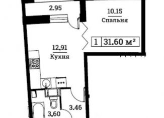 Однокомнатная квартира на продажу, 31.6 м2, Мурино, ЖК Авиатор, проспект Авиаторов Балтики, 25