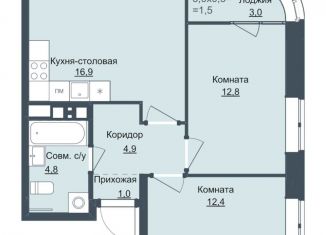 Продажа двухкомнатной квартиры, 52.8 м2, Ижевск, ЖК Истории