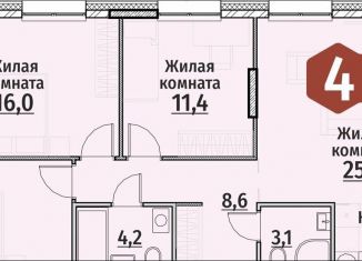 Продажа 4-комнатной квартиры, 91.9 м2, Чебоксары, ЖК Олимп
