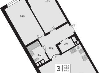 Продажа 3-комнатной квартиры, 68.8 м2, Краснодар, ЖК Грани