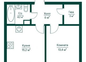 1-комнатная квартира на продажу, 42.3 м2, Самарская область