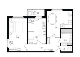 Двухкомнатная квартира на продажу, 53.7 м2, Ростов-на-Дону, ЖК Левенцовка Парк