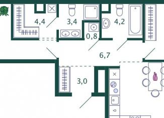 2-комнатная квартира на продажу, 75.7 м2, Москва, 2-я очередь, к9, метро Технопарк