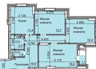 3-ком. квартира на продажу, 76.8 м2, Новосибирск, улица Столетова