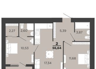 Продам 2-комнатную квартиру, 55.2 м2, Рязань