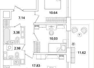 Продажа 2-комнатной квартиры, 55.5 м2, Санкт-Петербург, муниципальный округ Финляндский