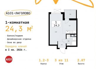 Продажа квартиры студии, 24.3 м2, деревня Лаголово