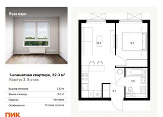 Продажа однокомнатной квартиры, 32.3 м2, Московская область