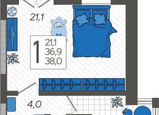 1-ком. квартира на продажу, 37.8 м2, Сочи, ЖК Летний, улица Искры, 88лит3