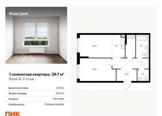 Продам однокомнатную квартиру, 59.7 м2, Москва, Берёзовая аллея, 17к2, метро Отрадное